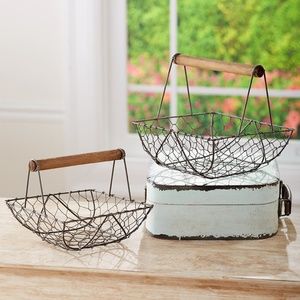 Country Chicken Wire Baskets-2 Pack-Small and Large